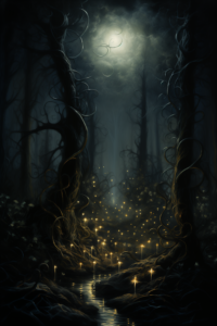 Dark night in the forest